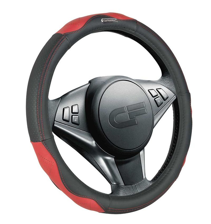 Оплетка на руль   CF  STORM - М, Чёрный/Красный (кожа)