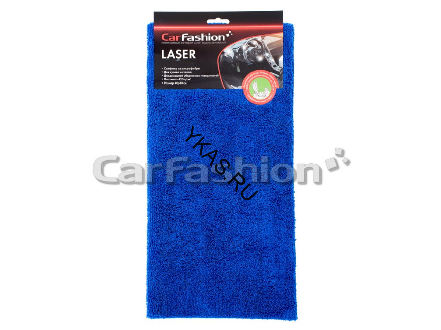 Микрофибра  CF "LASER" для кузова и стекол Синяя 40х40 см, плотность 420 г/см3