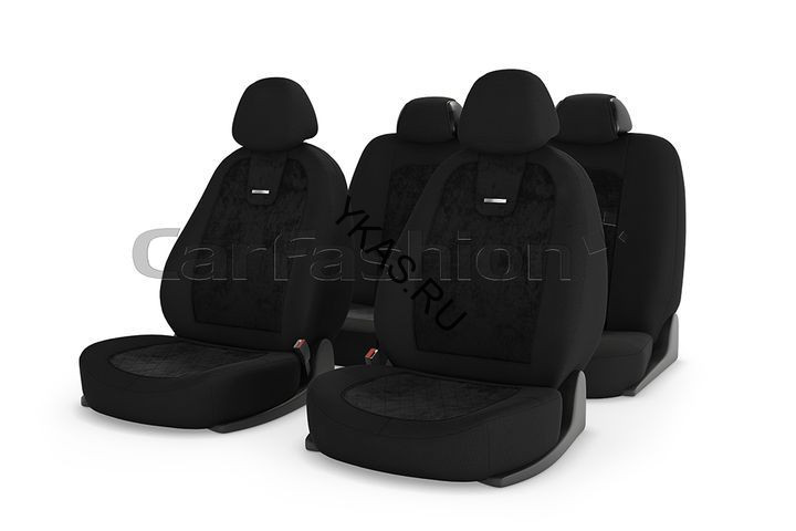 Чехлы  «COLOMBO»  Чёрный/Чёрный/Красный (Алькантара)