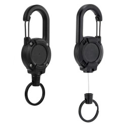 Брелок  "КАРАБИН пластик с пружинно возвратным механизмом (1 кольцо) Черный