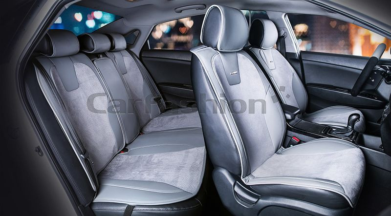 Комплект Накидок  «SPACE PLUS»  Серый/Серый/Серый  (велюр премиум класса/экокожа)