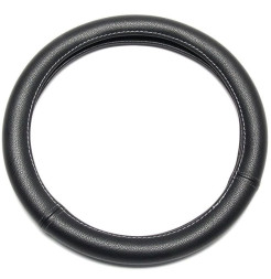 Оплетка на руль  DC  STANDART M  гладкая экокожа черная с белой строчкой