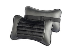 Подголовник-подушка "MONACO" чёрный/чёрный/чёрный (экокожа-велюр, полоса) (компл.2шт)