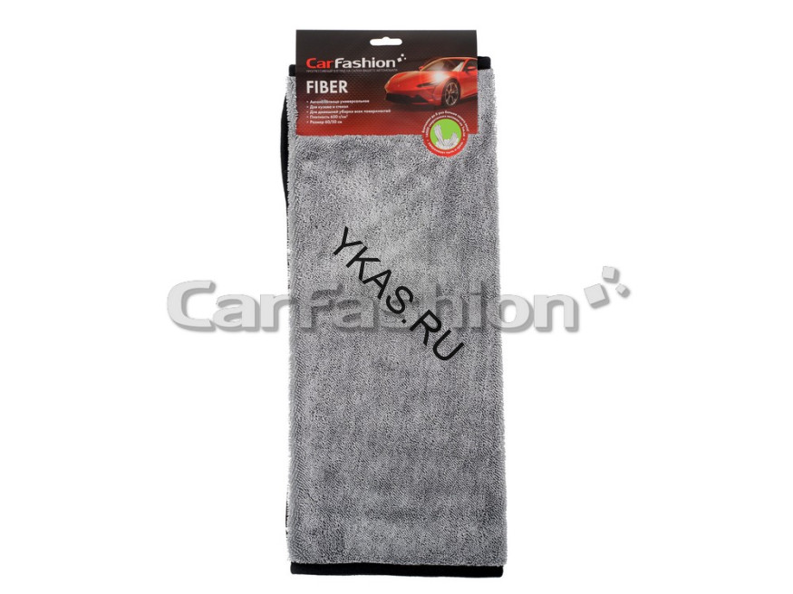 Полотенце для сушки поверхности  CF "FIBER", (50х60см) серый/чёрный, высокий ворс, плотность 650г/м2