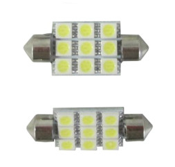 SOLAR Свет-од 12V T11x39 9 SMD 5050 C5W SV8.5 белый