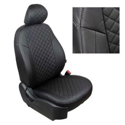 Авточехлы  Экокожа  Toyota Camry VII с 2012г-  черный  РОМБ