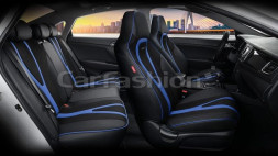 Чехлы  «5D» PREMIUM каркасные «INTEGRAL PLUS» Чёрный/Чёрный/Синий  (экокожа/нубук)