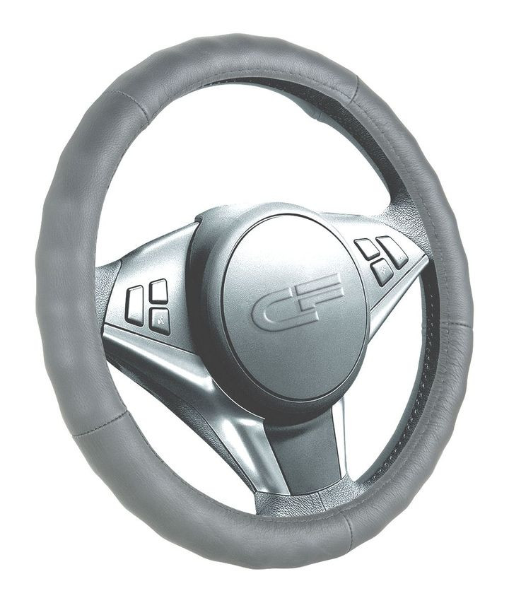 Оплетка на руль   CF  RIB - М,  Серый/БО (кожа)