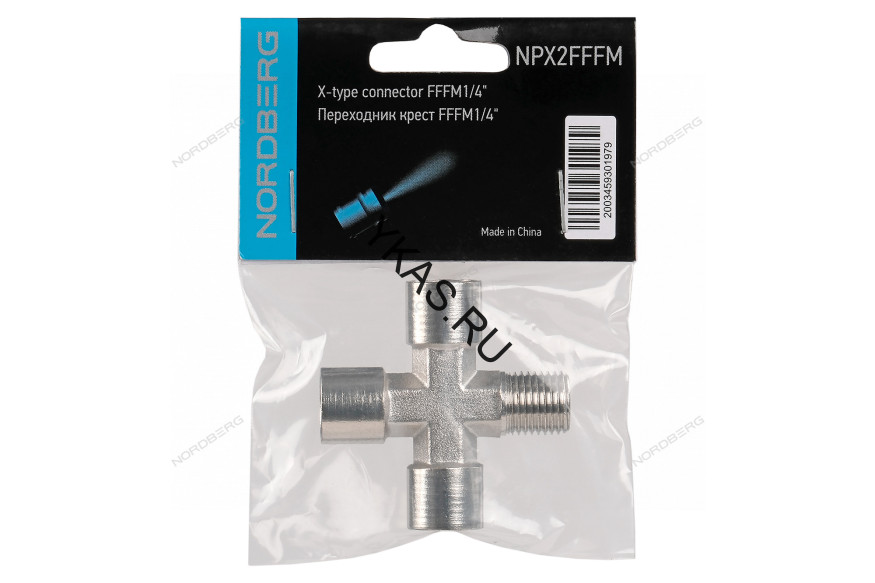 Резьбовой переходник крест (FFFМ - 1/4")
