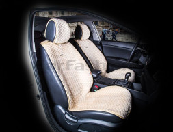 Накидки Фронт  «CITY»  Бежевый/Бежевый  (велюр премиум класса/экокожа)