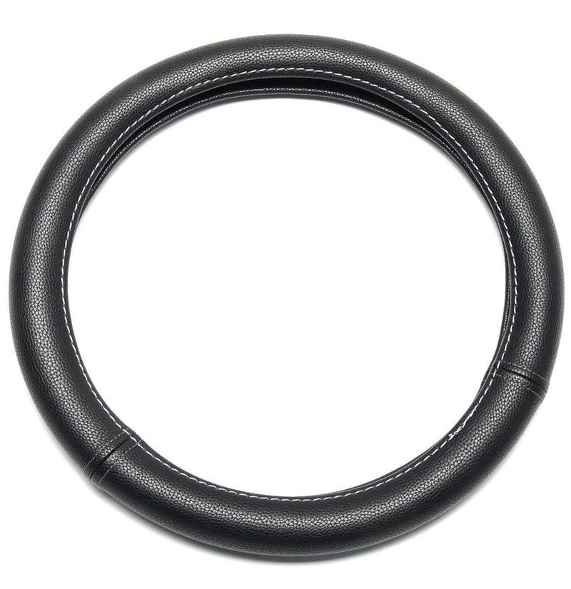 Оплетка на руль  DC  STANDART M  гладкая экокожа черная с коричневой строчкой