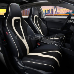 Чехлы  «5D» PREMIUM каркасные фронт  «INTEGRAL» Чёрный/Чёрный/Белый (экокожа/нубук)