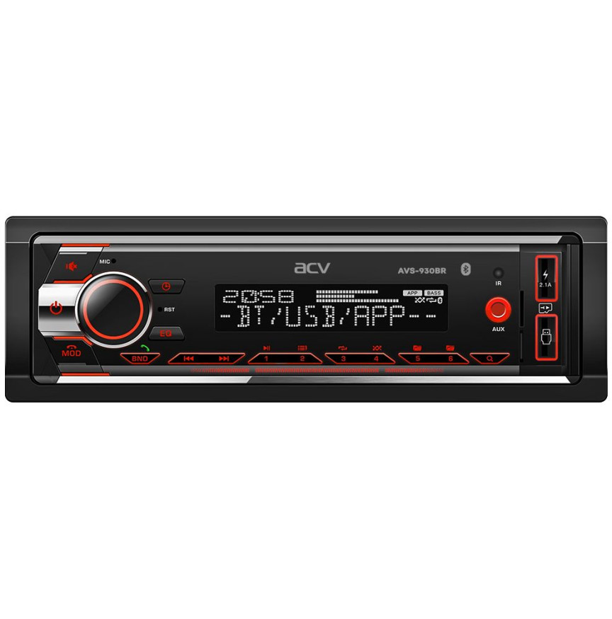 Автомагн.  ACV-930BR  (красный)  USB/SD/FM ресивер Bluetooth  4х50 Вт