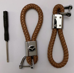 Брелок кожа плетенная  MAZDA  Коричневый