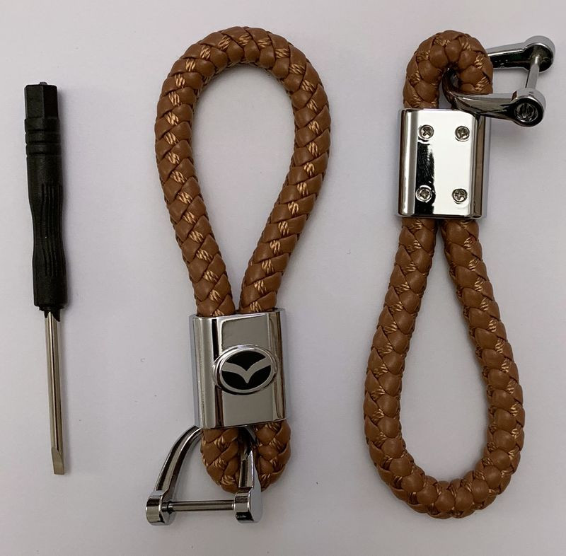 Брелок кожа плетенная  MAZDA  Коричневый