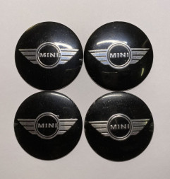 Этикетки на диски (метал)  диам. 56,5мм.  "MINI" черный  (4 шт.)
