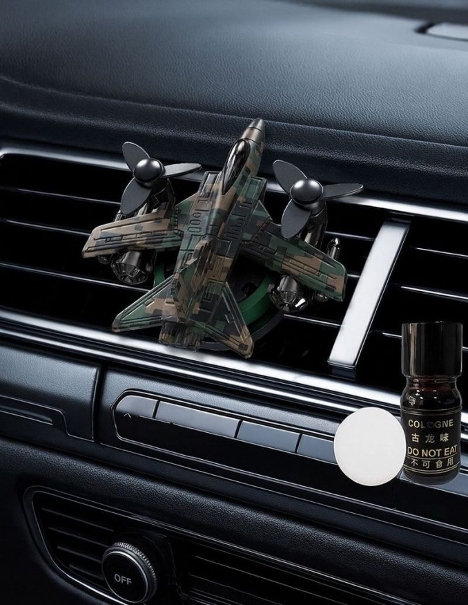 Украшение на дефлектор  самолет с освежителем,  хаки