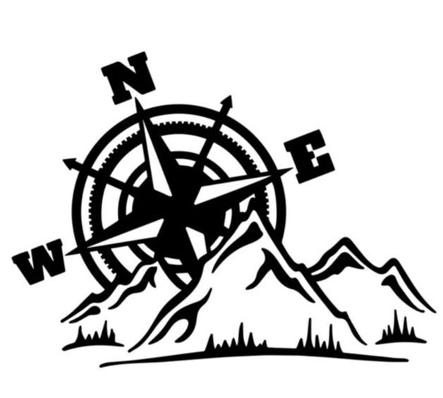 Наклейка  Навигация, горы, черный  20x15см