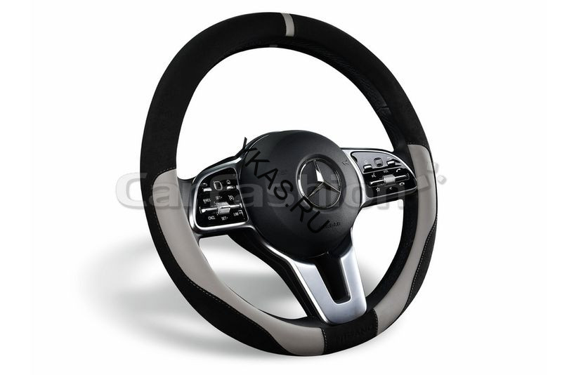 Оплетка на руль   CF  TAG - М, Чёрный/Серый (иск.замша/экокожа)