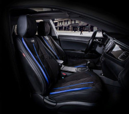 Чехлы  «5D» PREMIUM каркасные фронт  «START» Чёрный/Чёрный/Синий  (экокожа/нубук)