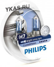 Автолампа Philips 12V   H7    55W  PX26d  Cristal Vision + 2шт W5W  4300K  Set 2 pcs.