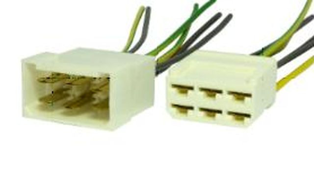 ЭТ Монтажный разъем 6 контактов (6.3 мм)  с проводами  (цена за 1штук)