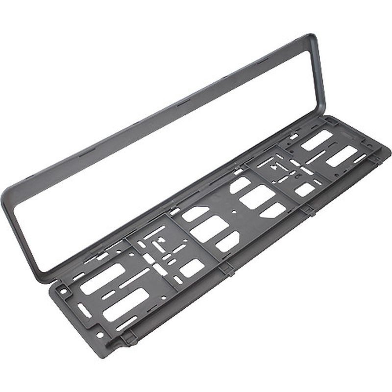 Рамка номера пластик  Серая с защелкой (книжка)