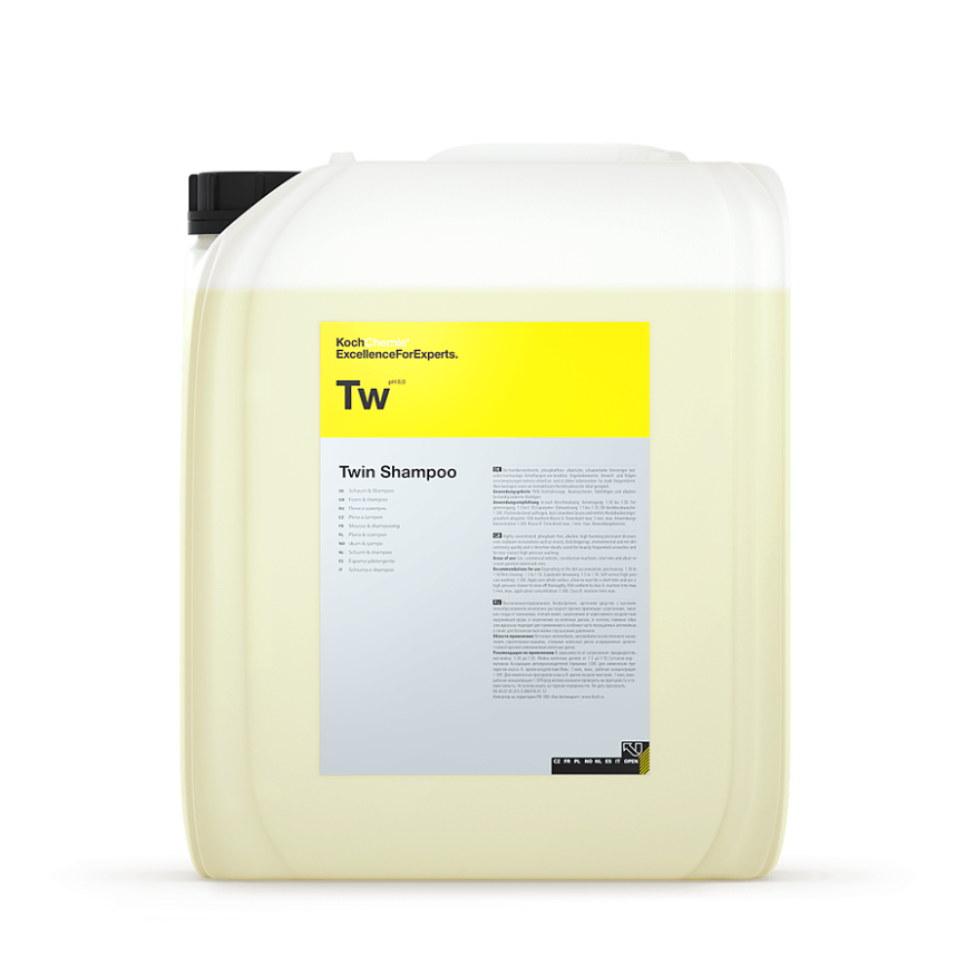 TWIN SHAMPOO - Высококонцентрированный, без фосфата и растворителей, не фосфорнокислый, щелочной комбинированный продукт (пена и шампунь), (21 кг). 177021