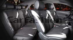 Комплект Накидок  «STING PLUS»  Белый/Чёрный  (твид экстра-класса/экокожа)