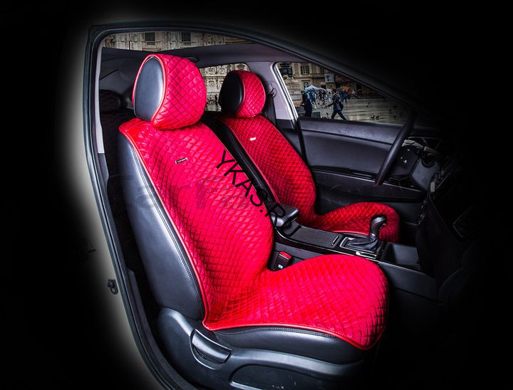 Накидки Фронт  «CITY»  Красный/Красный  (велюр премиум класса/экокожа)