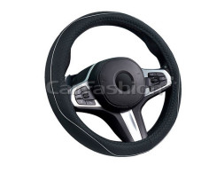 Оплетка на руль CF "CLUB" - S, Чёрный/Серый (экокожа/перфорация)