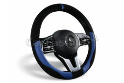 Оплетка на руль CF TAG - М, Чёрный/Синий (иск.замша/экокожа)