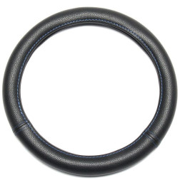 Оплетка на руль DC STANDART M гладкая экокожа черная с синей строчкой