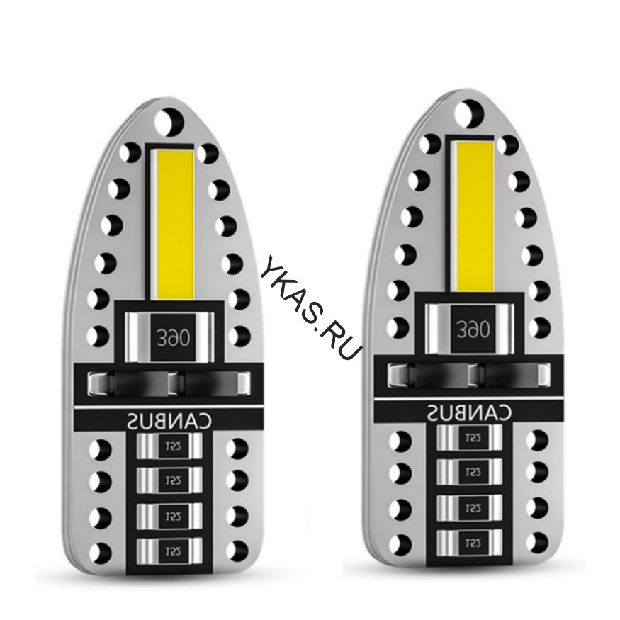 SOLAR  Свет-од  12V  T10 2 COB 7020 W5W  W2.1x9.5d (с обманкой)