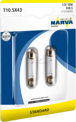 Автолампа Narva 12V   10W   SV8.5  (11*41mm)  (БЛИСТЕР 2ШТ)