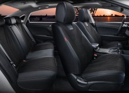 Чехлы  «5D» PREMIUM каркасные «LEGION PLUS» Черный/Черный/Т.Серый  (перфорация/экокожа/нубук)