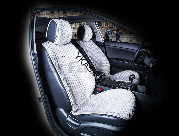 Накидки Фронт  «CITY»  Серый/Серый  (велюр премиум класса/экокожа)