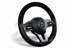 Оплетка на руль CF TAG - М, Чёрный/Чёрный (иск.замша/экокожа)