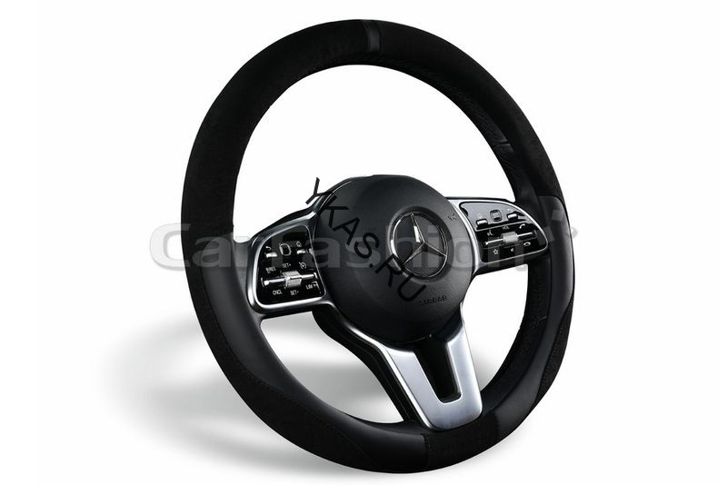 Оплетка на руль   CF  TAG - М, Чёрный/Чёрный (иск.замша/экокожа)