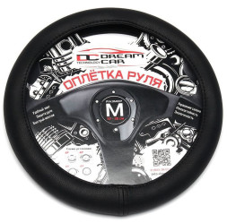 Оплетка на руль DC STANDART M гладкая экокожа черная с черной строчкой