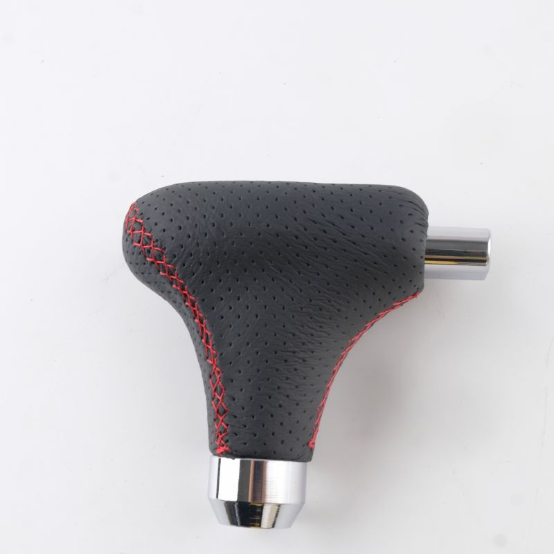 Ручка к/п автомат декор. Carlife кож.зам  черная с красной строчкой