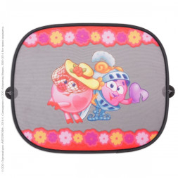 Шторки на присосках "Смешарики" 44х36см черн./розовый с Нюшей (2шт)