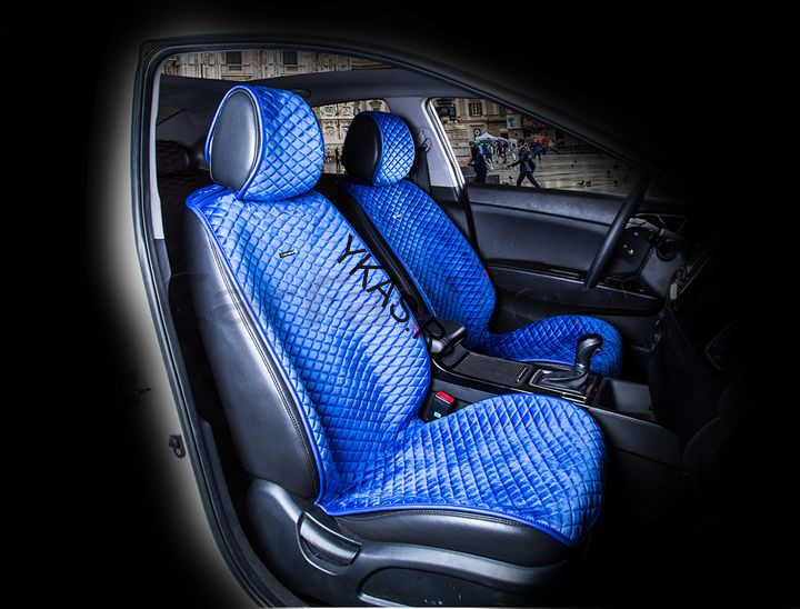 Накидки Фронт  «CITY»  Синий/Синий  (велюр премиум класса/экокожа)