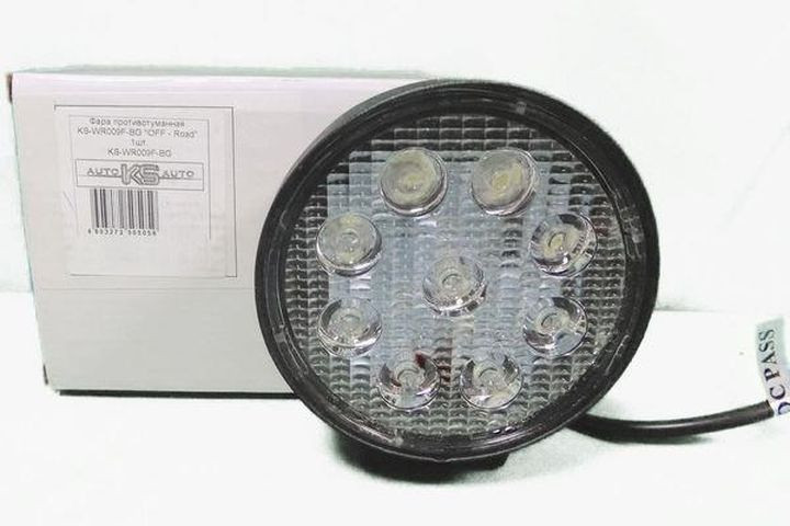 Фара Off Road   SOLAR  ближний свет   9SMD, 27W, 1600LM, 6000K  (115х55х130мм)  12V