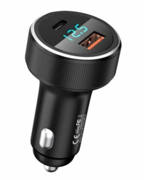 АЗУ  REMAX  1USB + 1USB TYPE-C  QC3.0 (12/24V - 58.5W+QC3.0) с вольтметром