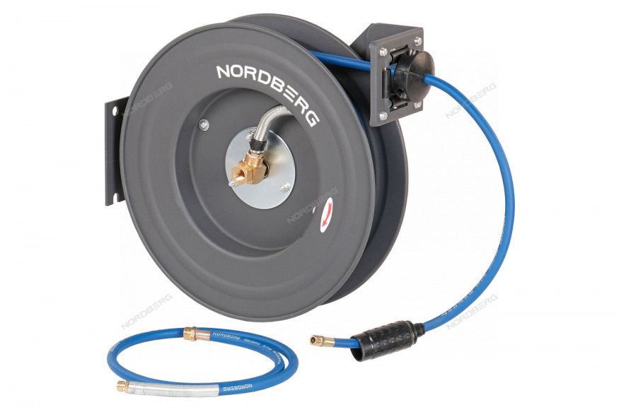 Гибридный воздушный шланг NORDBERG HR0820RPVC на стальной катушке (8х12 мм, 20 м)