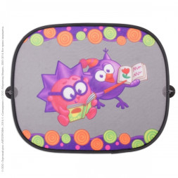 Шторки на присосках "Смешарики" 44х36см черн./фиолетовый с Ёжиком (2шт)