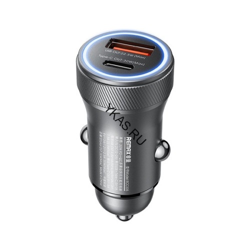 АЗУ  REMAX  1USB + 1USB TYPE-C  QC3.0 (12/24V - PD30W+QC3.0)  серый