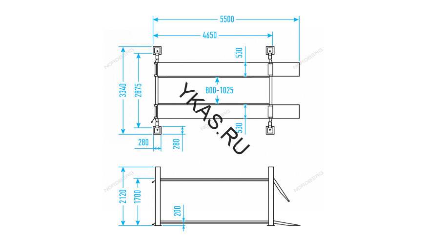 Четырехстоечный подъемник Nordberg 4445J_M для слесарных работ (механические стопора)