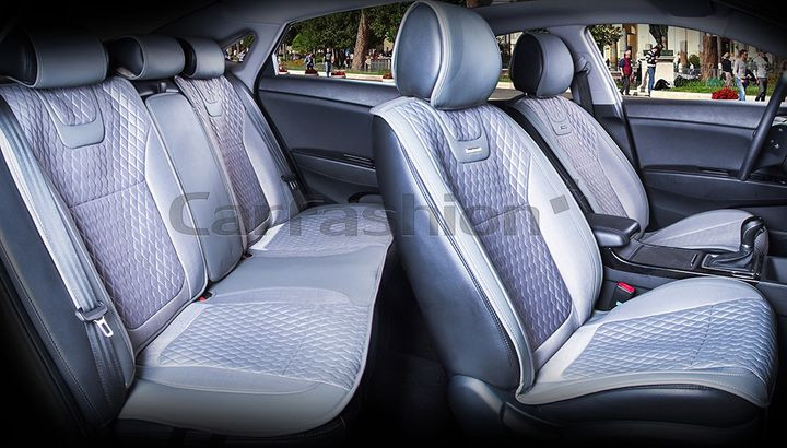 Комплект Накидок  «TORINO PLUS»  Серый/Тёмн.Серый/Тёмн.Серый  (полиэстер/экокожа)